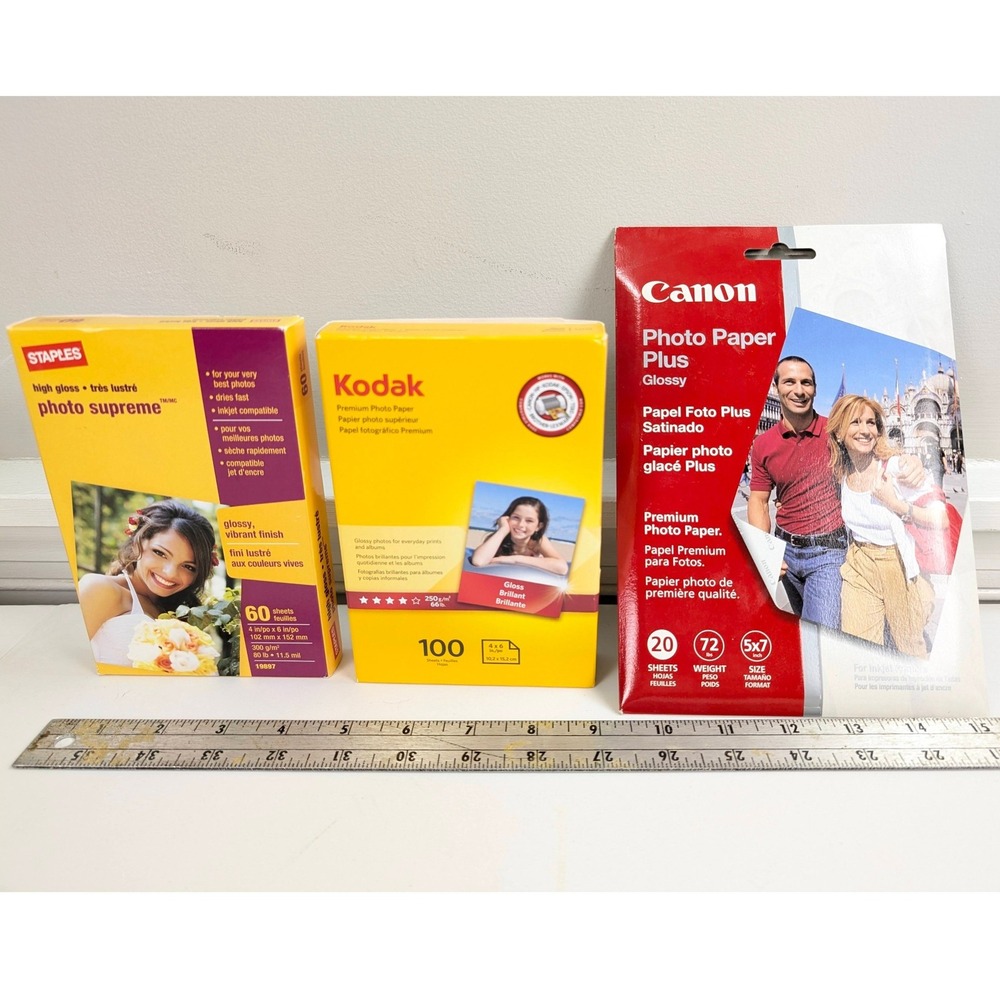 Glossy Inkjet Photo Paper Bundle - Kodak Staples Canon 160+ Sheets - 4x6 and 5x7